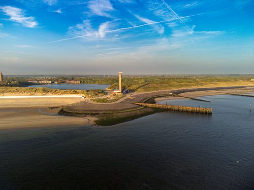 Aerial photo of the Royal Netherlands Sea Rescue Society Station on the Coast: Drone view of Heroism