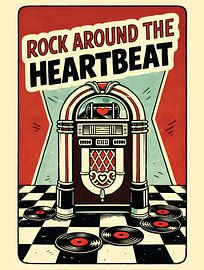Rock Around the Heartbeat Retro Jukebox Valentine Grafik Portrait von Ramy Salah Hefny