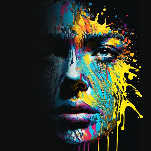 Visage peint multicolore