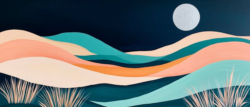 Gentle hills under the moonlight by Poster Art Shop