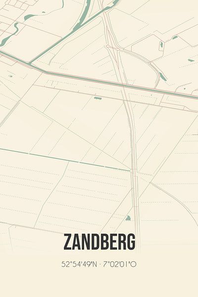 Vintage map of Zandberg (Drenthe) by Prints of Place