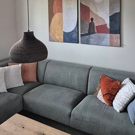 Klantfoto: Dagdromer, modern en abstract in aardetinten (gezien bij vtwonen) van Studio Allee, als ArtFrame