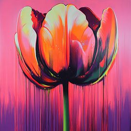 Abstrakte Blume bunte Tulpe von Wilma Mesman
