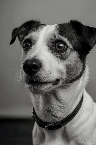 Jack Russell Terrier Schwarz-Weiß Dramatisches Licht Wandbild