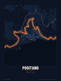 Positano and the Amalfi coast road, at night by Sidney van den Boogaard