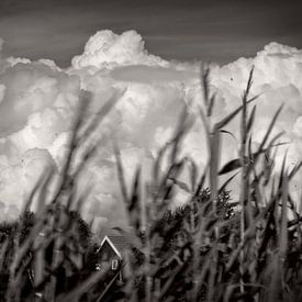 Wolken boven Schiermonnikoog in Zwart-Wit van Bert Tamboer