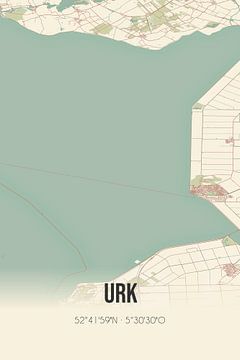 Vintage landkaart van Urk (Flevoland) van Rezona