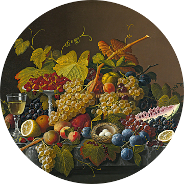Stilleven met druiven en wijn, Severin Roesen