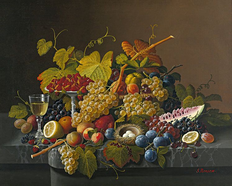 Stilleben mit Trauben und Wein, Severin Roesen von Meisterhafte Meister