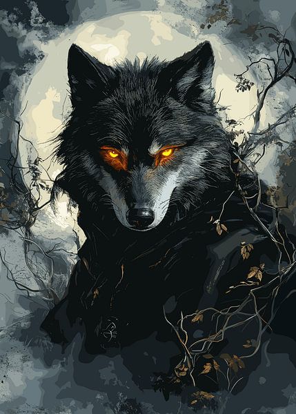 Loup mystique au clair de lune par Pixelbull Design