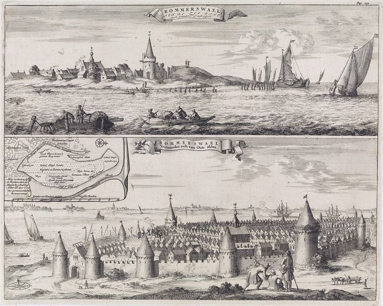 Reimerswaal in present and past times, 1634 by Atelier Liesjes