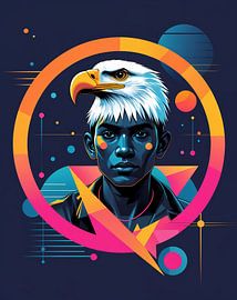 Indian man with a bald eagle by Liona Toussaint