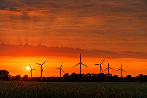 Zonsondergang en Windmolens van Adelheid Smitt