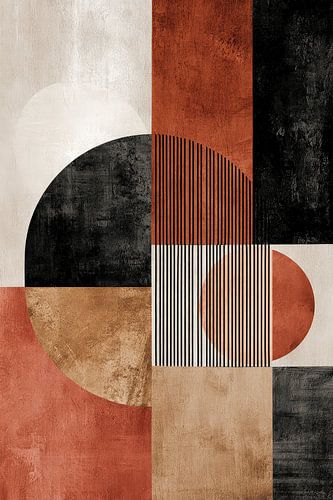 Geometrisch abstract met terracotta en zwart