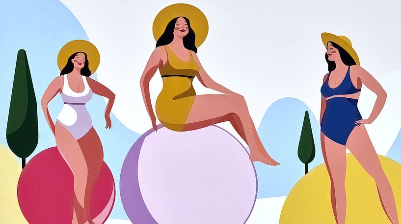 Kurvige Frauen genießen die Sonne von Frank Heinz