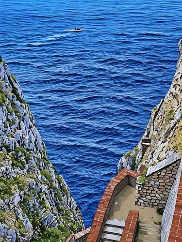 Boot auf dem Meer bei Capo Caccia Sardinien