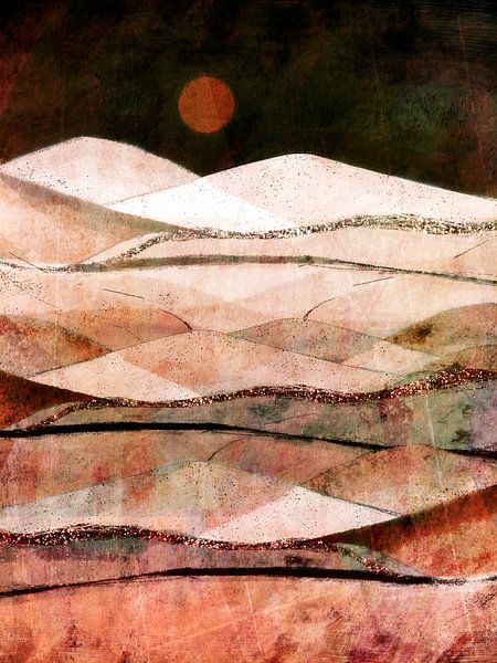 Scandinavian autumn landscape in earthy golden colours by Mad Dog Art