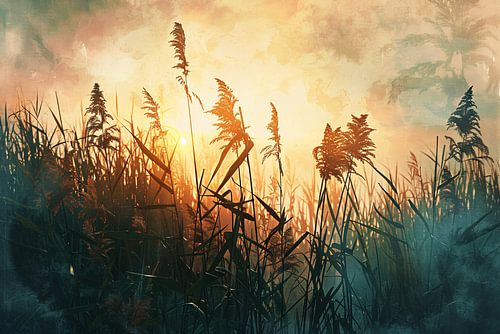 Betoverende Ochtendzon Tussen Het Riet