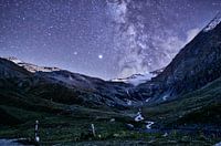 Glacier in Gran Paradiso under starry skies