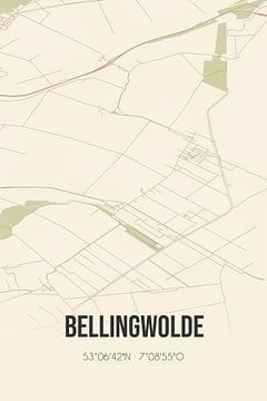 Vintage landkaart van Bellingwolde (Groningen) van Rezona