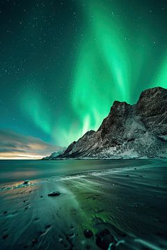 Noorderlicht in Noorwegen van fernlichtsicht