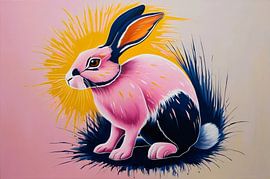 Peinture surréaliste colorée d'un lapin sur Art & Soul Creations