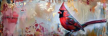 Schilderij Kardinaalvogel van Kunst Kriebels