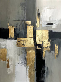 Contemporary abstraction in black golden grey by IamHomeStudio