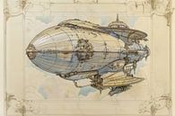 Drawing, zeppelin -6 by Peter Pen Drawings and Paintings thumbnail