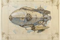 Tekening, zeppelin -6