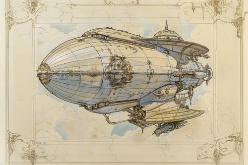 Zeppelin tussen de wolken - Mysterieuze tekening