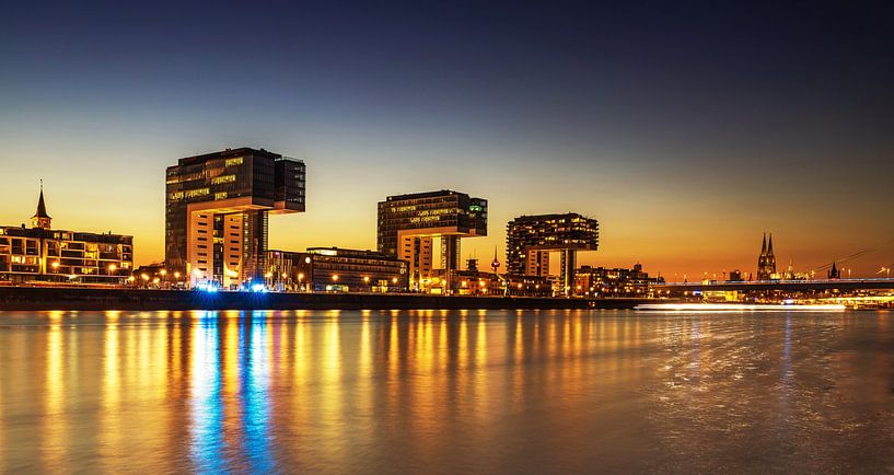 Cologne skyline at sunset by Frank Herrmann