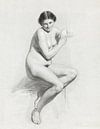 Thomas Simon Cool, Sitzender weiblicher Akt (1859) von Atelier Liesjes Miniaturansicht