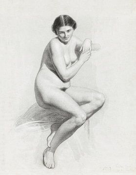 Thomas Simon Cool, Nu féminin assis (1859) sur Atelier Liesjes