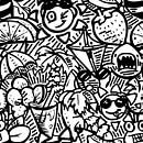 Doodle art - zwart wit zomer thema van Emiel de Lange thumbnail