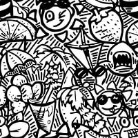 Gribouillage - thème estival en noir et blanc