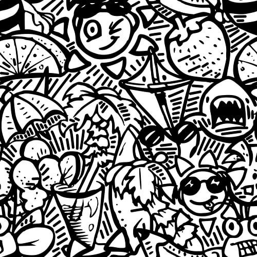 Doodle Kunst - schwarz und weiß Sommer Thema