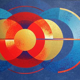 Lobby Kunstwerk | Horizontale Sonne und Bogenrhythmus von Blickfänger Gemälde