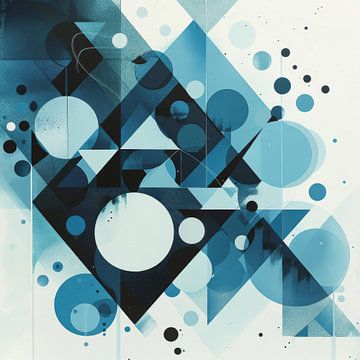 Blauw geometrisch abstract van Poster Art Shop