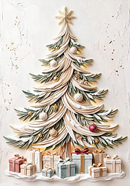 Christmas tree – in a golden Japandi relief