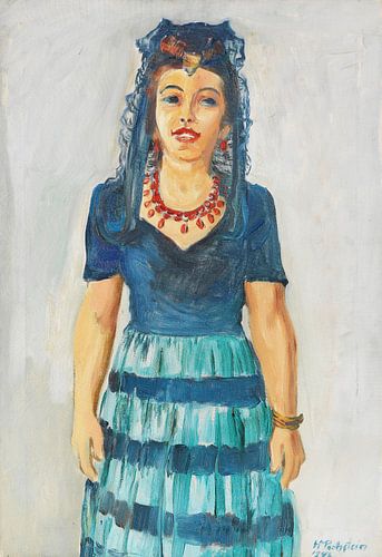 Max Pechstein, Portret van Freda Wermel in Spaanse klederdracht, 1946