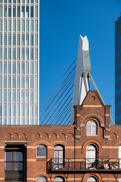 Foto van een pakhuis, De Rotterdam & Erasmusbrug par Mark De Rooij