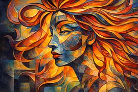 Colourful abstract female portrait