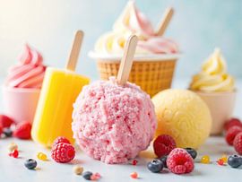 Verschiedene Eissorten erfrischen an einem Sommertag von Markus Gann