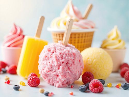 Verschillende smaken ijs verfrissend op een zomerse dag