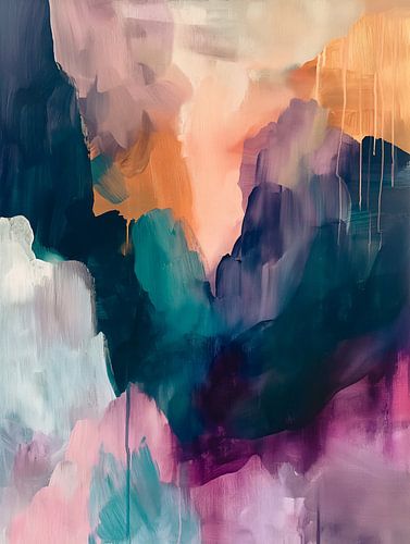 Abstracte vormen in donkere pastelkleuren