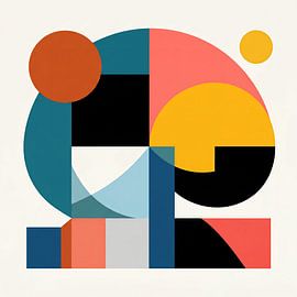 Geometric abstract artwork in retro styles
