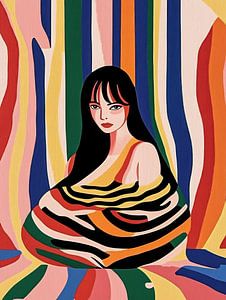 Fille aux couleurs rayées