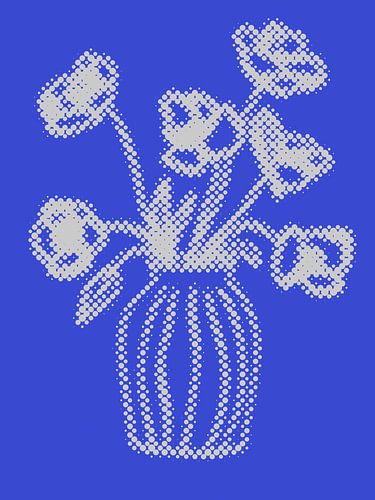 Pop-art ontmoet pointillisme; bloemen in vaas