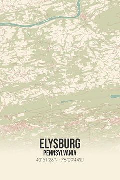 Carte d'époque d'Elysburg (Pennsylvanie), USA. sur Rezona